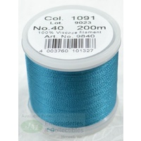 Madeira Rayon 40 #1091 TEAL 200m Machine Embroidery Thread