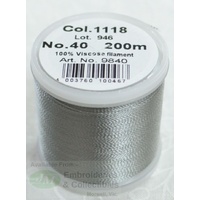 Madeira Rayon 40 #1118 GREY 200m Machine Embroidery Thread
