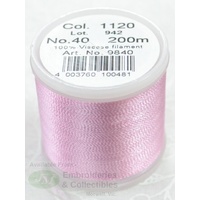 Madeira Rayon 40 # 1120 PASTEL ORCHID or BABY PINK, Machine Embroidery Thread 200m