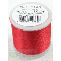Madeira Rayon 40 #1147 RED 200m Machine Embroidery Thread