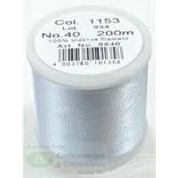 Madeira Rayon 40 #1153 POWDER BLUE GREY TINT 200m Machine Embroidery Thread