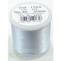 Madeira Rayon 40 #1153 POWDER BLUE GREY TINT 200m Machine Embroidery Thread