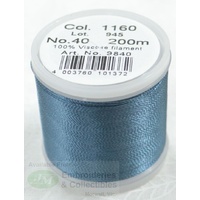 Madeira Rayon 40 #1160 ANTIQUE BLUE 200m Machine Embroidery Thread