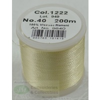 Madeira Rayon 40 #1222 PALE YELLOW CREAM 200m Machine Embroidery Thread