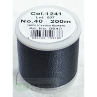 Madeira Rayon 40 #1241 VERY DARK BLUE GREY 200m Machine Embroidery Thread