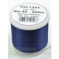 Madeira Rayon 40 #1243 DEEP ARTIC SKY 200m Machine Embroidery Thread