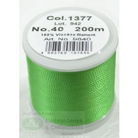 Madeira Rayon 40 #1377 NILE GREEN or KIWI GREEN 200m Machine Embroidery Thread