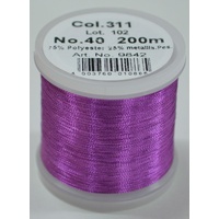 Madeira Metallic 40, 200m Machine Embroidery Thread, AMETHYST, Colour # 311