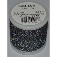 Madeira Metallic 40 #500 Silver Black 200m Machine Embroidery Thread