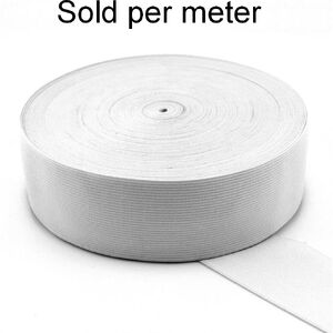 WHITE 32mm Knitted Elastic per metre