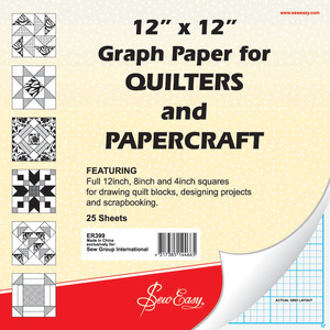 Sew Easy 12&quot; x 12&quot; Graph Paper For QUILTERS &amp; PAPERCRAFT, 25 Sheets, 1/4&quot; Grid