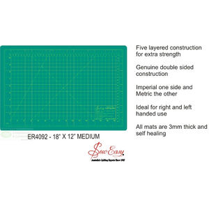 Sew Easy Double Sided Cutting Mat, Medium 18&quot; x 12&quot;, 3mm Thick Self Healing