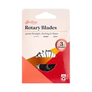 Sew Easy Mixed Blade Pack, 45mm Straight, Wave &amp; Pinking, 3 Blades total