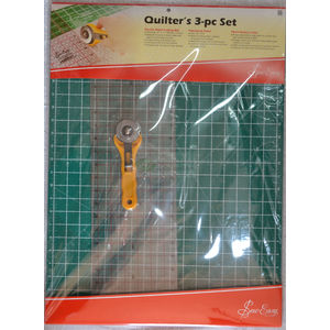 Quilters Set A2 Double Sided Cutting Mat Rotary Cutter, 24"x6.5" Patchwork Ruler