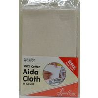 Sew Easy Aida Cloth 36cm x 45cm (14&quot; x 17 1/2&quot;) 14 Count, ECRU, Bonus Pattern Included