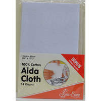 Sew Easy Aida Cloth 36cm x 45cm (14&quot; x 17 1/2&quot;) 14 Count, WHITE