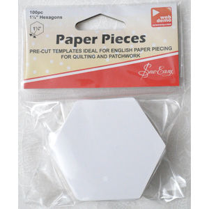 Sew Easy Paper Hexagon Pieces 1 1/4&quot;, Packet of 100 Pre-Cut Templates