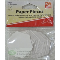 Sew easy Paper Hexagon Pieces 1&quot;, Packet of 100