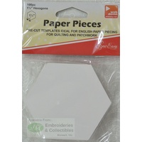 Sew easy Paper Hexagon Pieces 1.5&quot;, Packet of 100