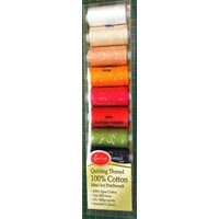 Sew Easy 10 x 500m Spools Pack QUILTING Thread, 100% Cotton, 10 Assorted Colours