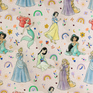 87cm REMNANT Minky Metallic Disney Princesses 100% Polyester Fabric, 148cm wide FAB.MM04