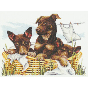 Country Threads Wash-Day Kelpies Cross Stitch Kit 26 x 34cm 14ct Aida #FJ-1031