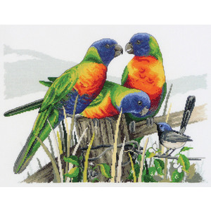 Country Threads Lots Of Lorikeets Cross Stitch Kit 34 x 44cm 14ct Aida #FJ-1072