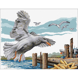 Country Threads Seagull&#39;s Take-Away Cross Stitch Kit 34 x 44cm 14ct Aida #FJ-1089