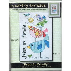 Country Threads FRENCH FAMILY Cross Stitch Kit 15 x 24cm 16ct Aida #FJ-124
