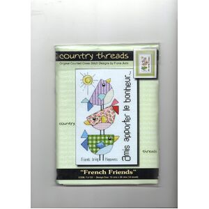 Country Threads FRENCH FRIENDS Counted Cross Stitch Kit 15 x 24cm 16ct Aida #FJ-125