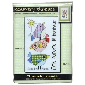 Country Threads FRENCH FRIENDS Counted Cross Stitch Kit 15 x 24cm 16ct Aida #FJ-125
