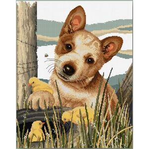 Country Threads LITTLE RED CATTLE DOG Counted Cross Stitch Kit 34x44cm FJ.1092