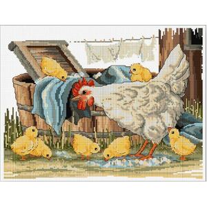 Country Threads WASH-TUB CHICKS Counted Cross Stitch Kit 26x34cm FJ.1094