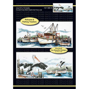 Fishing Trawlers &amp; Pelicans Counted Cross Stitch Chart by Country Threads FJP-1005-15