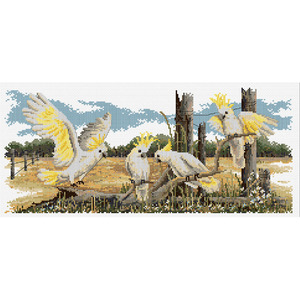 White Cockatoos Counted Cross Stitch Chart by Country Threads FJP-1007