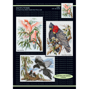 Australian Birds, 3 Counted Cross Stitch Charts by Country Threads FJP-1011-30-35