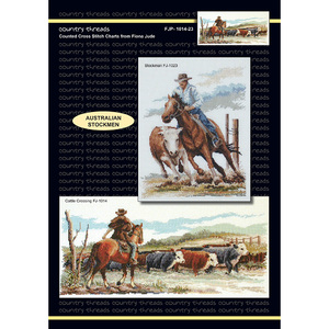 Australian Stockmen Cross Stitch Charts by Country Threads, Cattle Crossing &amp; Stockman