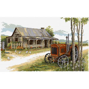 Old Tractor Cottage Cross Stitch Chart by Country Threads FJP-1028