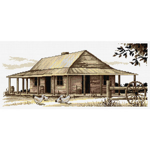 Sepia Settlers Counted Cottage Cross Stitch Chart by Country Threads FJP-1041