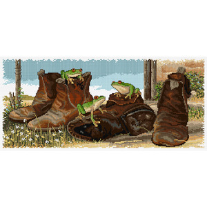 Frogs in Boots Counted Cross Stitch Chart by Country Threads FJP-1048
