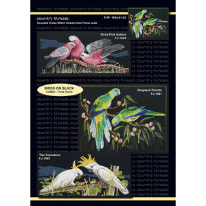 Birds on Black Counted Cross Stitch Charts by Country Threads FJP-1054-61-63