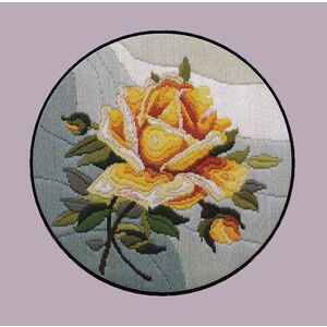 Country Threads YELLOW ROSE Longstitch Kit FLS-5001 28cm Round