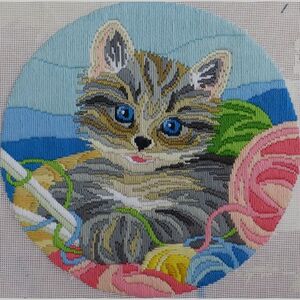 Country Threads KNITTIN&#39; KITTEN Longstitch Kit FLS-5006 28cm Round
