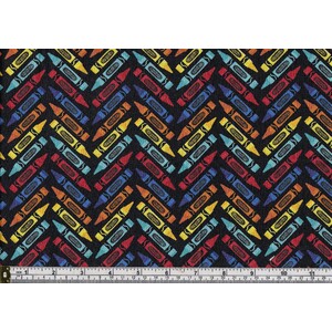 Fat Quarter 003, Approx 50 x 52cm, Cotton Print Fabric, Carola Crayons Multi