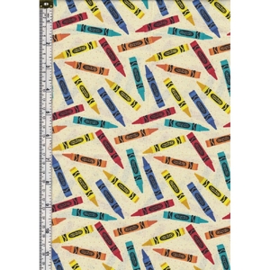 Fat Quarter 0118, Approx 50 x 52cm, Cotton Print Fabric, Carola Crayons Multi Cream