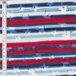 Fat Quarter 0119, Approx 50 x 52cm, Cotton Print Fabric, Red Blue Stars