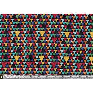 Fat Quarter C0015, Approx 50 x 52cm, 100% Cotton Print Fabric, Crayola Triangles