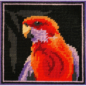 Country Threads CRIMSON ROSELLA Mini Tapestry Kit, 15cm FTK-001