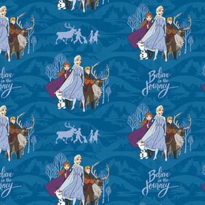 DISNEY FROZEN 2, JOURNEY TOGETHER Blue 110cm Wide Cotton Fabric