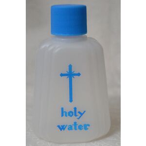 Small Plastic Holy Water Bottle, Cross, 50mm x 80mm,, Empty (no water)
